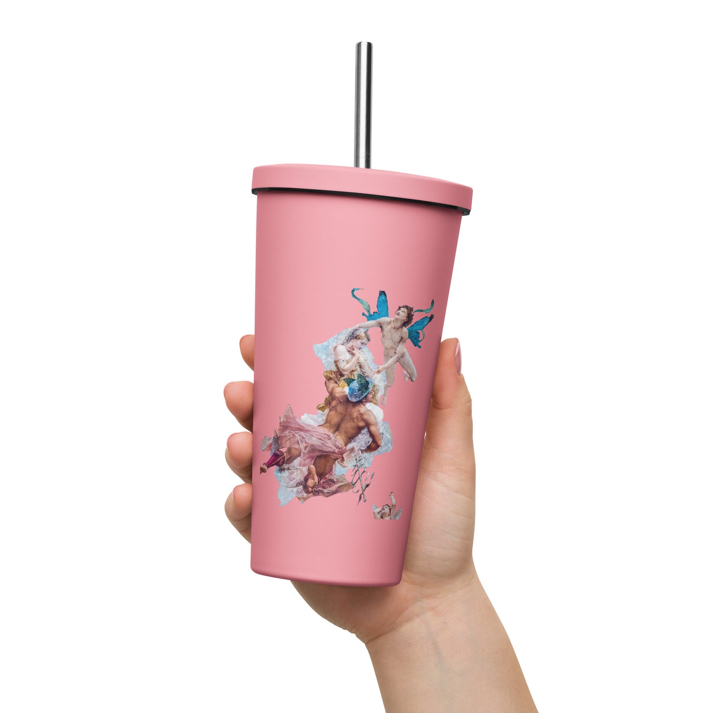 Cherubs of Chateau de Chantilly Insulated tumbler with a straw